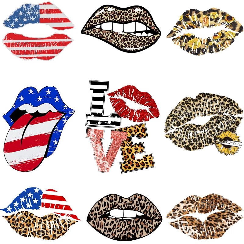 Патчи с леопардовыми губами для одежды, термоклейкие наклейки «сделай сам», моющиеся верхние термоклейкие патчи
