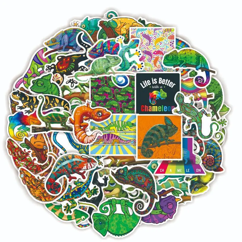 10/30/50pcs Colorful Tropical Reptiles Stickers Waterproof Skateboard Motorcycle Guitar Laptop Bicycle Sticker Kids Toys