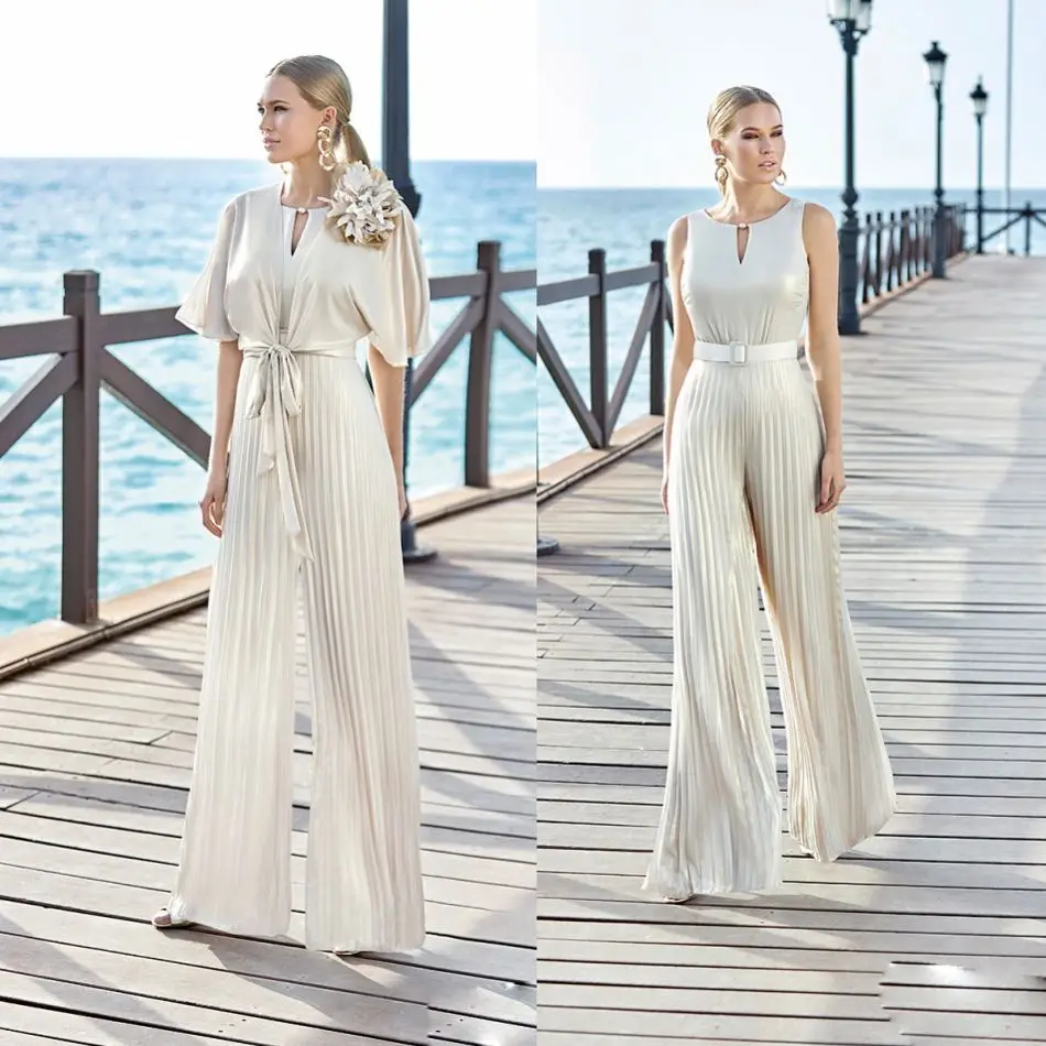 2ชิ้นชุดเจ้าสาว3D ดอกไม้ผู้หญิง Jumpsuit ชุดราตรี Custom Made แม่ Gowns อย่างเป็นทางการ