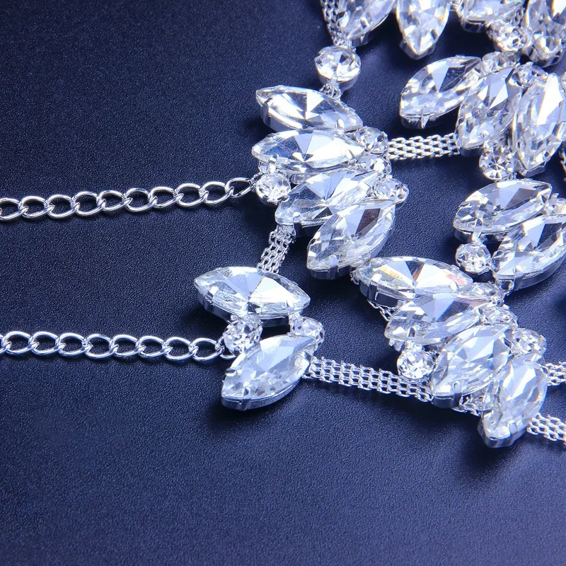 Ins Blogger مبالغ فيها ورقة كريستال نصف الوجه قناع ماكياج مجوهرات للنساء هالوين الفاخرة حجر الراين قناع الوجه S1142