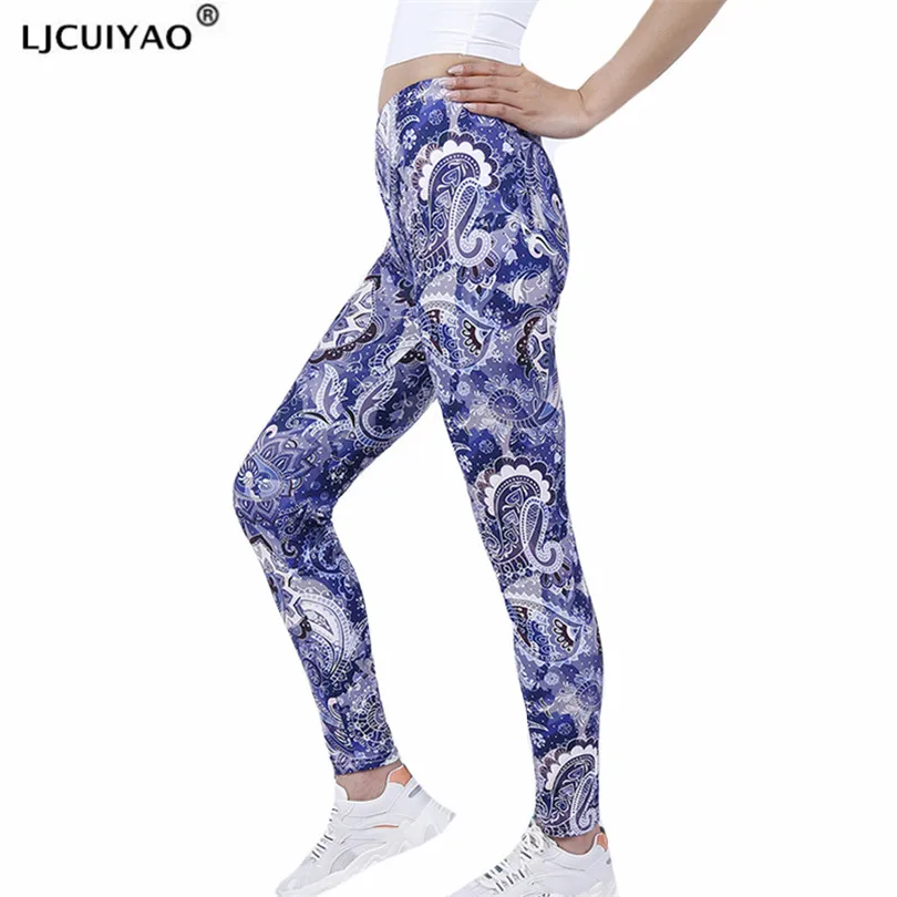 

LJCUIYAO Sport Yoga Leggings Sexy Hip Push Up High Waist Solid Pants Running Breathable Quick Dry Tight Sportswear Print Bottom