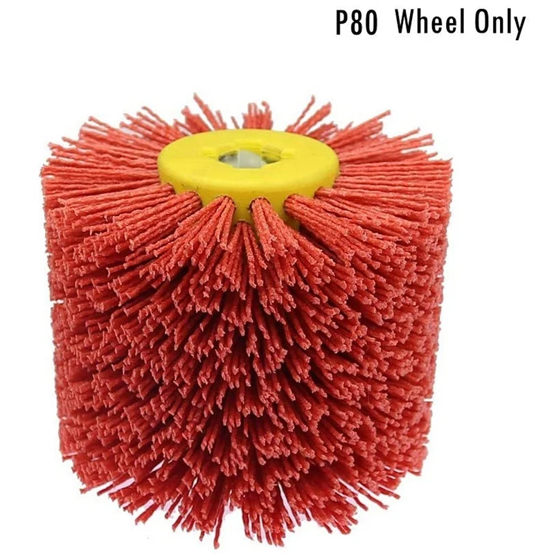 Red Abrasive Wire Drum Brushes Deburring Polishing Buffing Wheel for Furniture Wood Angle Grinder Adapter