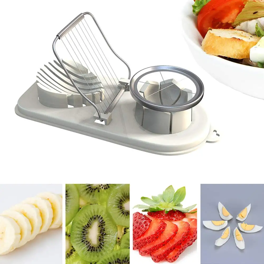 Egg Slicer Heavy Duty Egg Cutter Slicer 2 in 1 Stainless Steel Cutting Wires Egg Slicer Multi Purpose Fruit Dicer Wedger