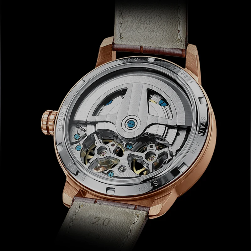 Orologio AILANG doppio pendolo movimento meccanico automatico moda orologio da uomo impermeabile profondo cavo 2021 nuovo