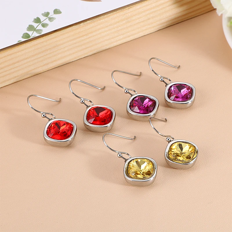 Kalen New Bohemia Multiple Colour Rainbow Glass Drop Earrings Necklces For Women Gold Color Stainless Steel Mujer Jewelry Sets