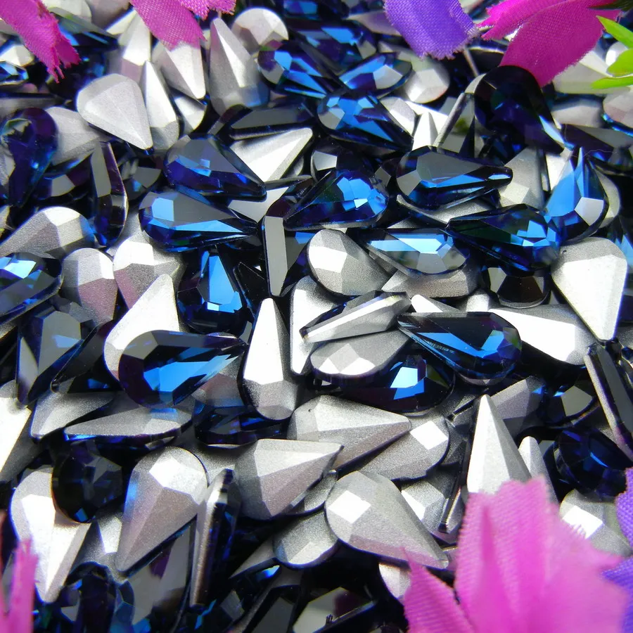 Glaskristall 3*6mm 6*10mm 8*13mm Schöne Farben Wassertropfen Tränenform Klebe-Rhinestone-Perlen Nailart DIY Dekoration – Detail 10