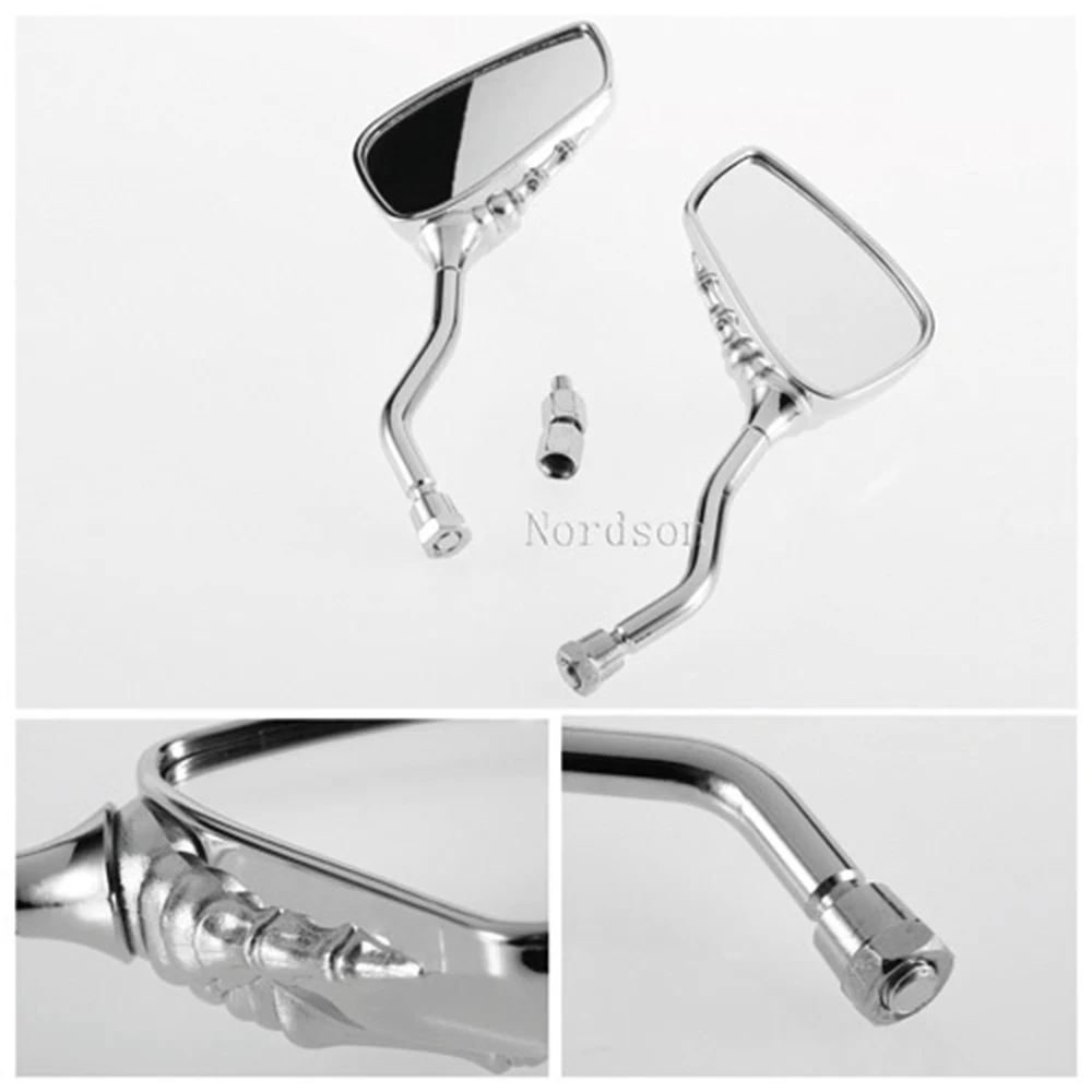 Universal 2pcsSet Motorrad Chrome SKELETON Schädel HAND Klaue Seite Spiegel Zwei-farbe geist klaue spiegel Rückansicht Für motorrad