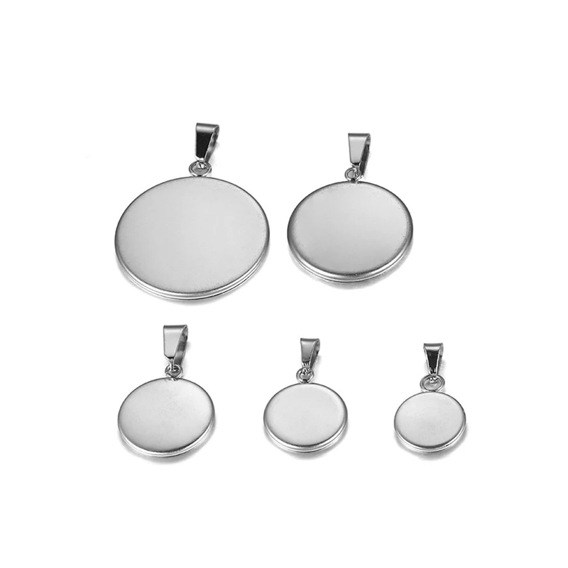 10PCS/Lot Wholesale Stainless Steel Cabochon Base Cameo Setting Fit Necklaces Charms Pendant Tray Cabochon Accessories