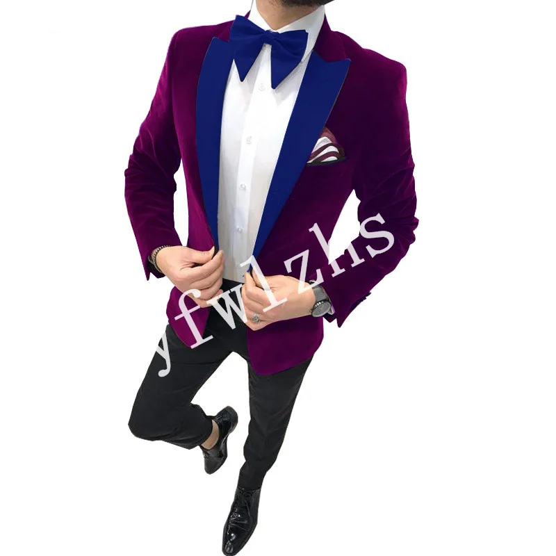 

Handsome Velveteen Groomsmen Peak Lapel Groom Tuxedos Men Suits Wedding/Prom Best Man Blazer ( Jacket+Pants+Tie) B251