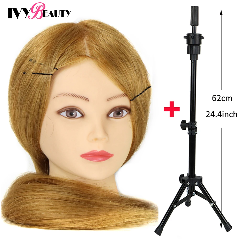 Professional Styling Mannequin Head With Stand For Hairstyles 80% Human Hair Hairdressing Mannequin Heads With Wig Stand Tipod