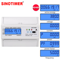 Din Rail Electric Three Phase Energy Meter RS485 kWh Consumption Power Voltage Current Wattmeter Monitor Modbus RTU 380V 400V
