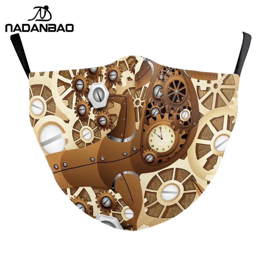 NADANBAO Plague Bird Print Mask Adult Women Vintage Classic Steampunk Face Cover Washable Fabric Masks Reusable Adjustable Mask