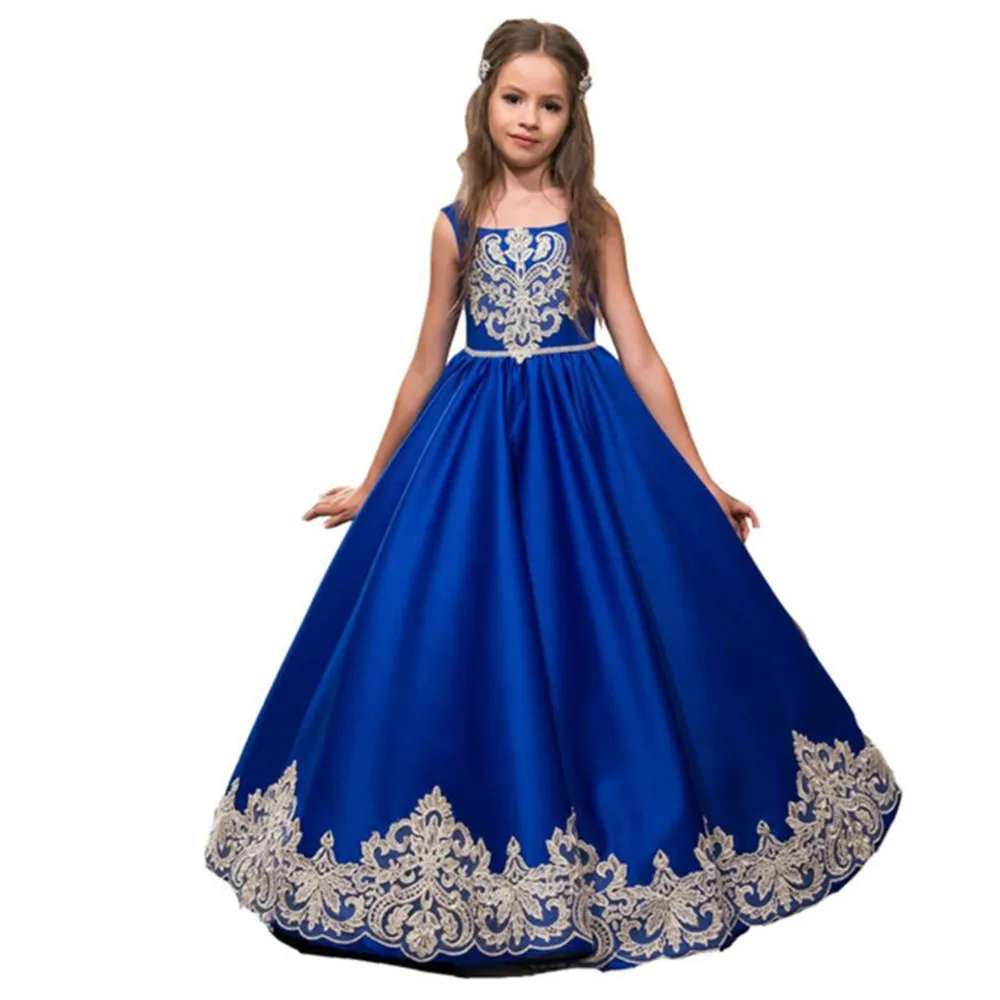 Vestido de cumpleaños con lazo para niñas, vestido de desfile con flores 3D, cuello transparente, para madre, vestidos para hijas y niños de 2 a 12 años