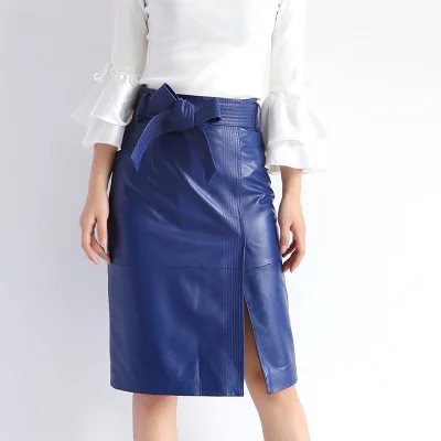 Top brand Spring 2020 Women Genuine Real Sheep Leather Skirt E41  high quality