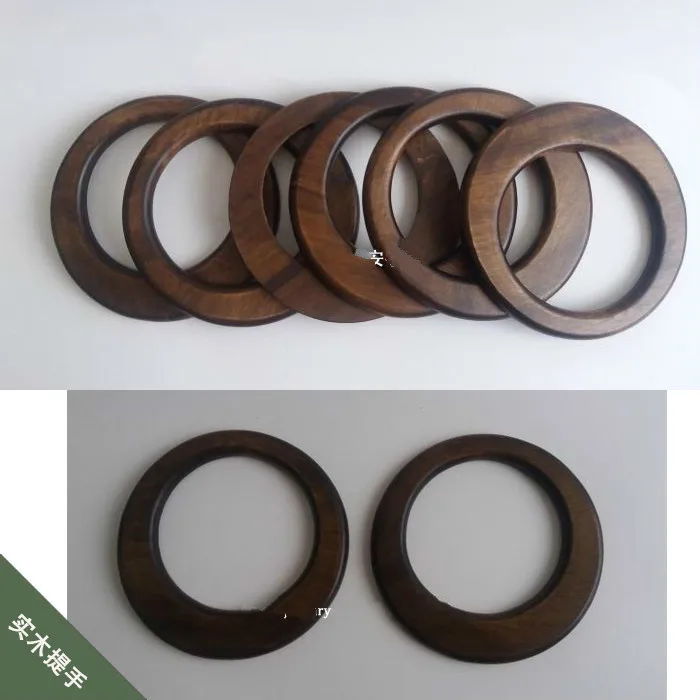 One Pair Wooden Handle Obag DIY Bag Parts And Accessories Round Ring Wood Hanger O Shape Torus Bag Handle Wholesale