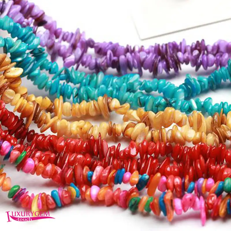 Natural Multicolor Shell Stone Loose Beads 8-12mm Smooth Chip Irregular Shape DIY Jewelry Accessories 38cm wk325