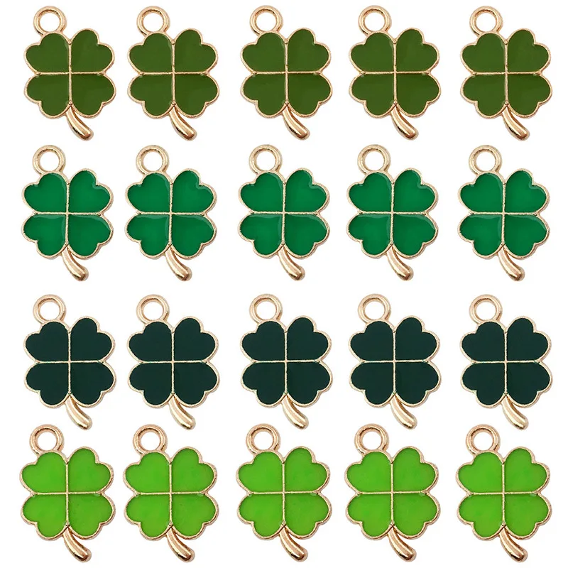 10pcs 11*18mm New Full Enamel Four Leaf Clover Charms Pendants For DIY Jewelry Making Handmade Earrings Bracelet Pendants