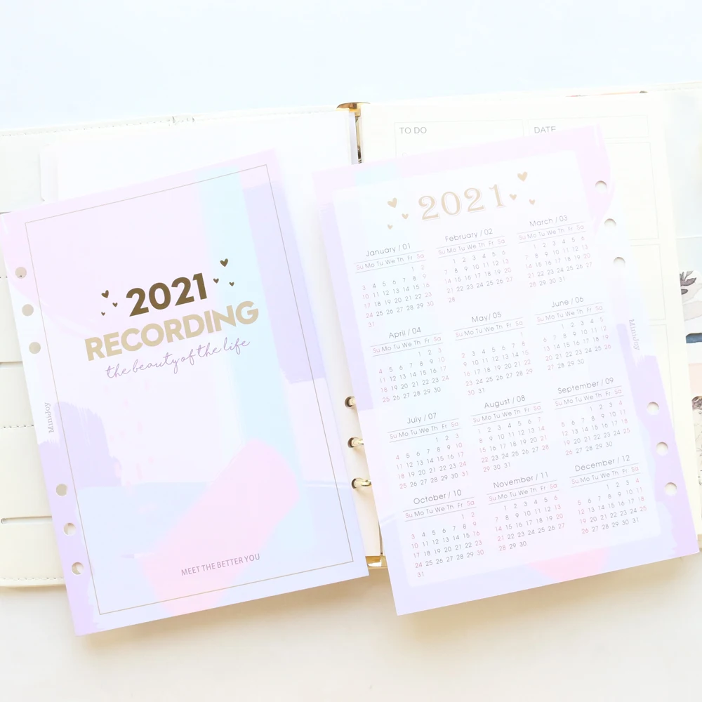 

Domikee Cute 2021 year calendar index divider for 6 ring binder planner agenda organizer notebook accessories stationery A5A6