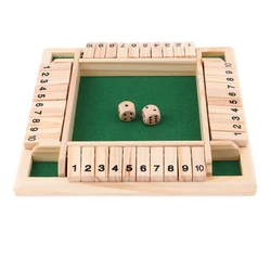 Deluxe Four Sided 10 Numbers Shut The Box Board Game Set Dice Party Club Drinking Games for Adults Families