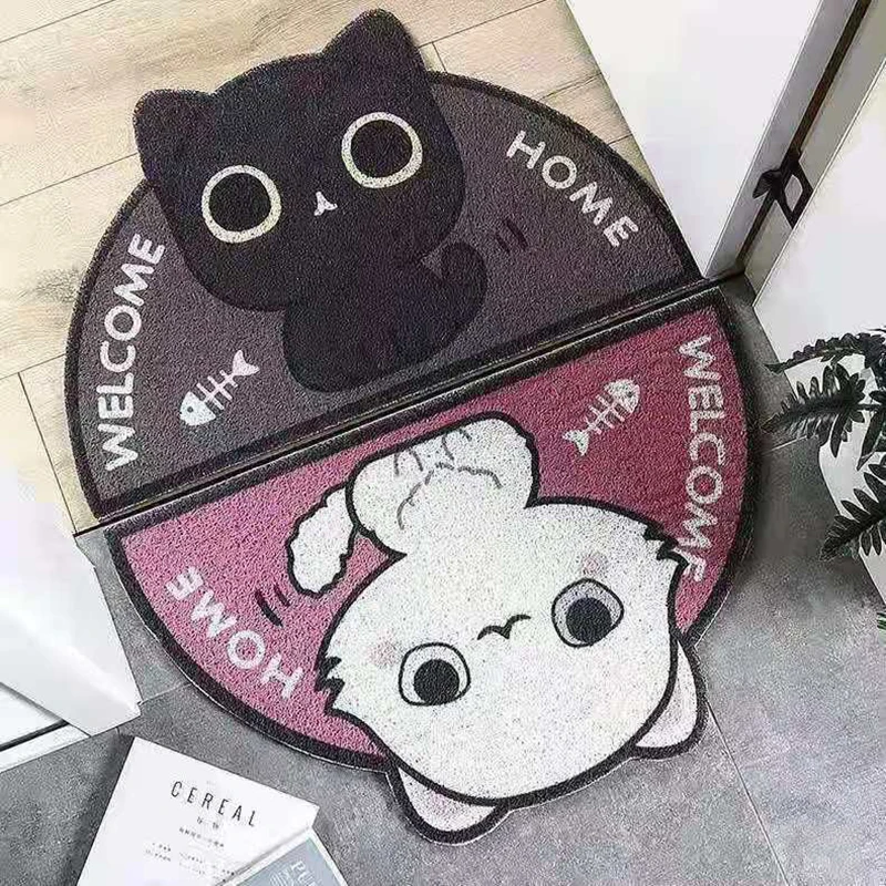 Semicircle Cartoon Animals Doormats Entrance Pvc Carpets For Home Bathroom Non-Slip Rugs Living Room Door Floor Stair Hallway