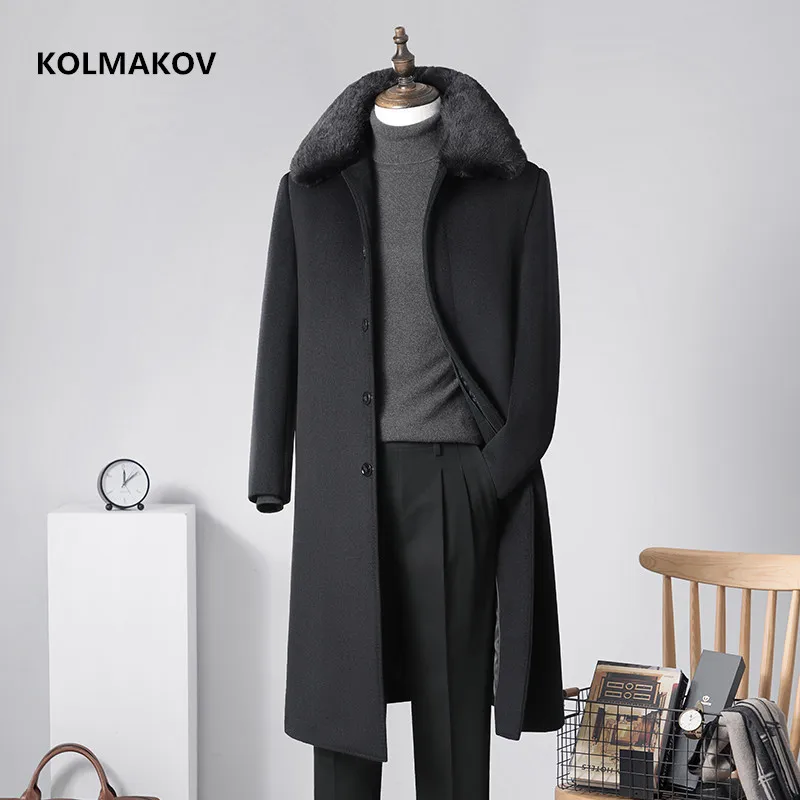 2023 winter Liner Detachable wool trench coat men,men's white duck down wool jackets ,thicked wool coat men,plus-size M-5XL