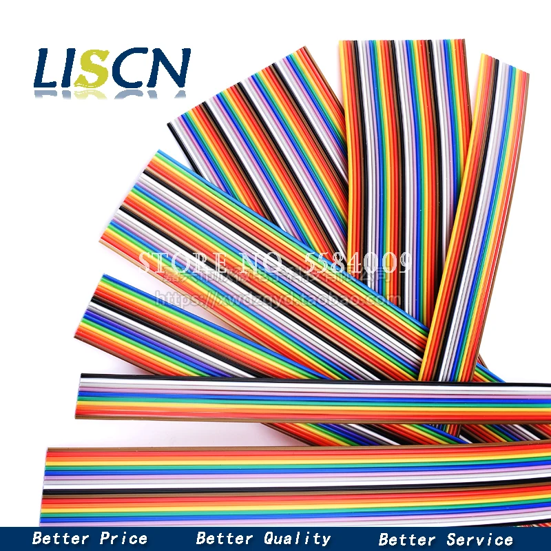 1Meter 10P/12P/14P/16P/20P/26P/34P/40P/50P 1.27mm PITCH Color Flat Ribbon Cable Rainbow DuPont Wire for FC Dupont Connector image 2