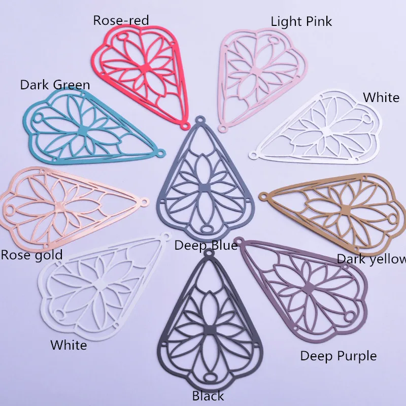 30 Stück AB6265 30*50mm Filigrane Blumenanhänger DIY Ohrring Anhänger Hängender Schmuck Dekoration – Detail 1