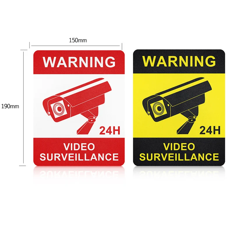 Warning Stickers Surveillance Security Camera Alarm Sticker Warning Decal Signs, Waterproof Frosted Texture Warning Tape 19x15cm