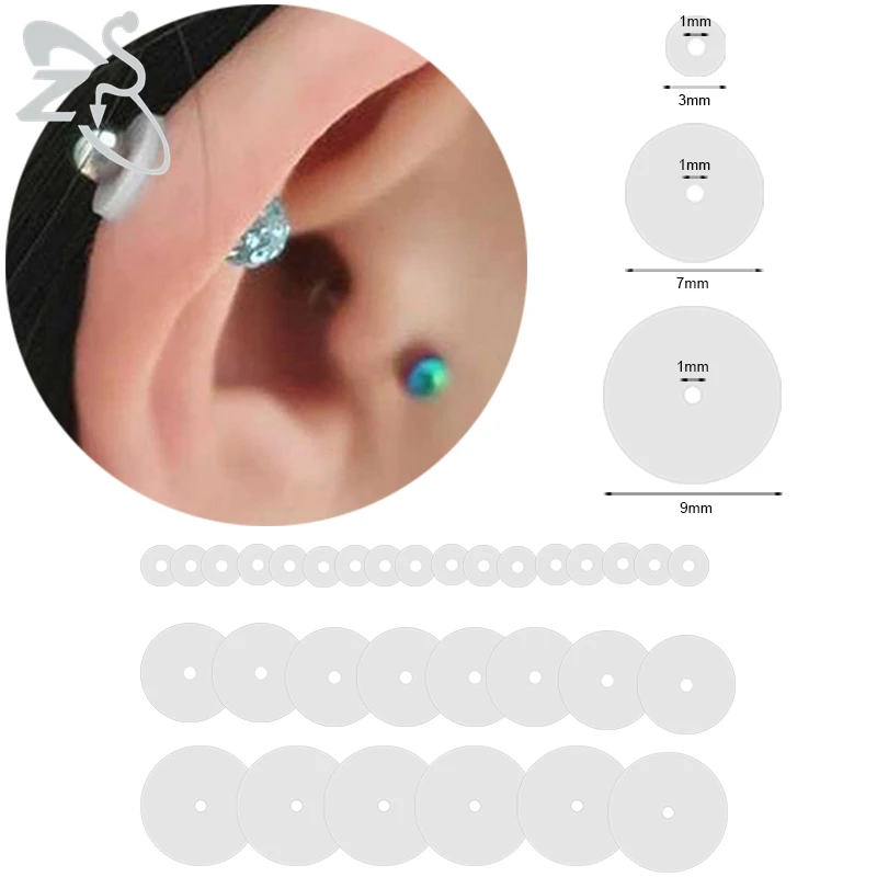 ZS 6-200PCS/Lot Flat Transparent Medical Grade Non-Pull Silicone Disc Anti Hyperplasia for  The Back Of The Earring Body jewelry