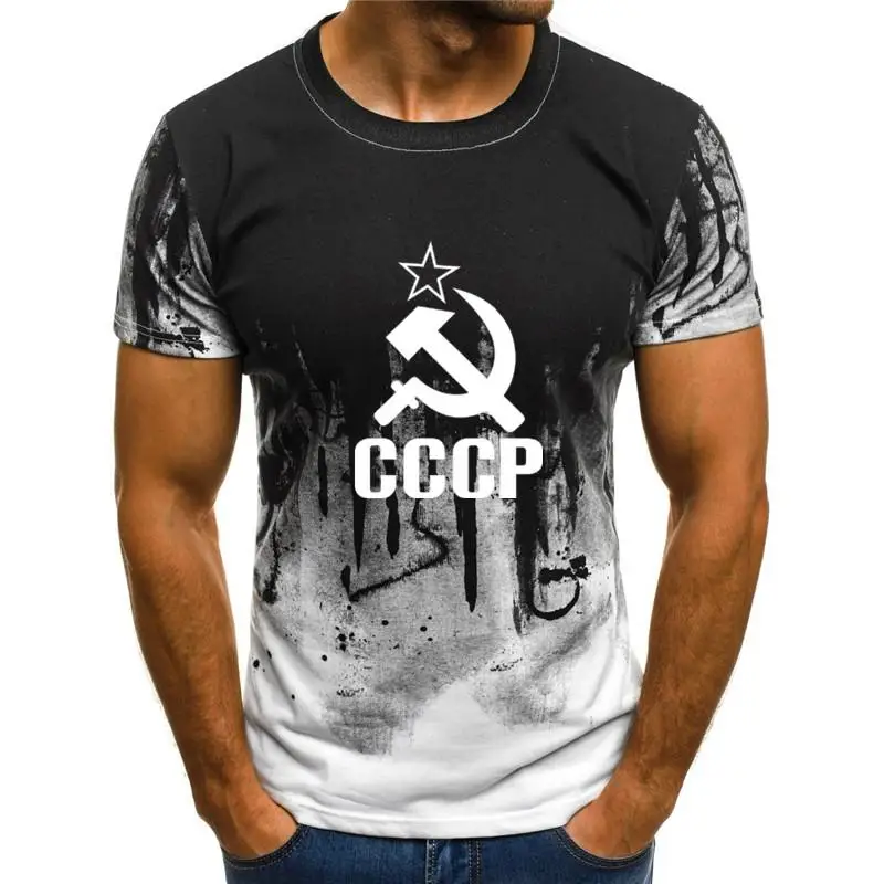 Mens T-Shirt Summer CCCP Russian 3d T Shirts Men USSR Soviet Union Man Short sleeve Tshirt Moscow Mens Tees O Neck Tops clothing