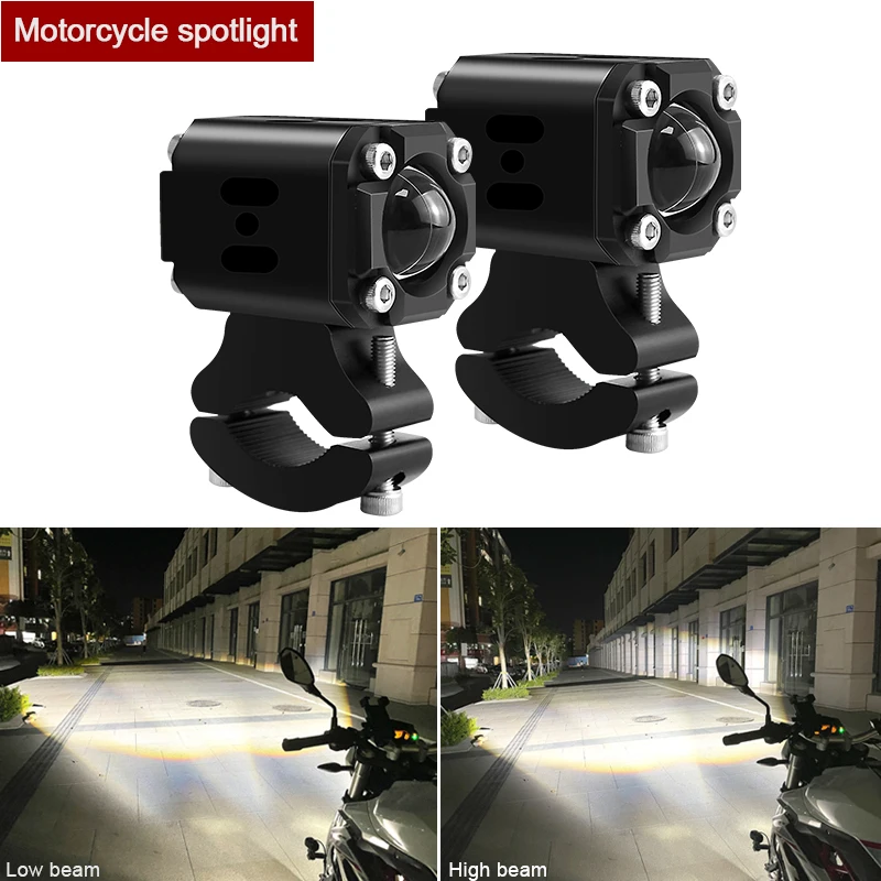 Universal Motorcycle LED Headlight Projector Lens ATV Scooter Driving for Cafe Racer Light Auxiliary Spotlight Lamp For BMW 12V