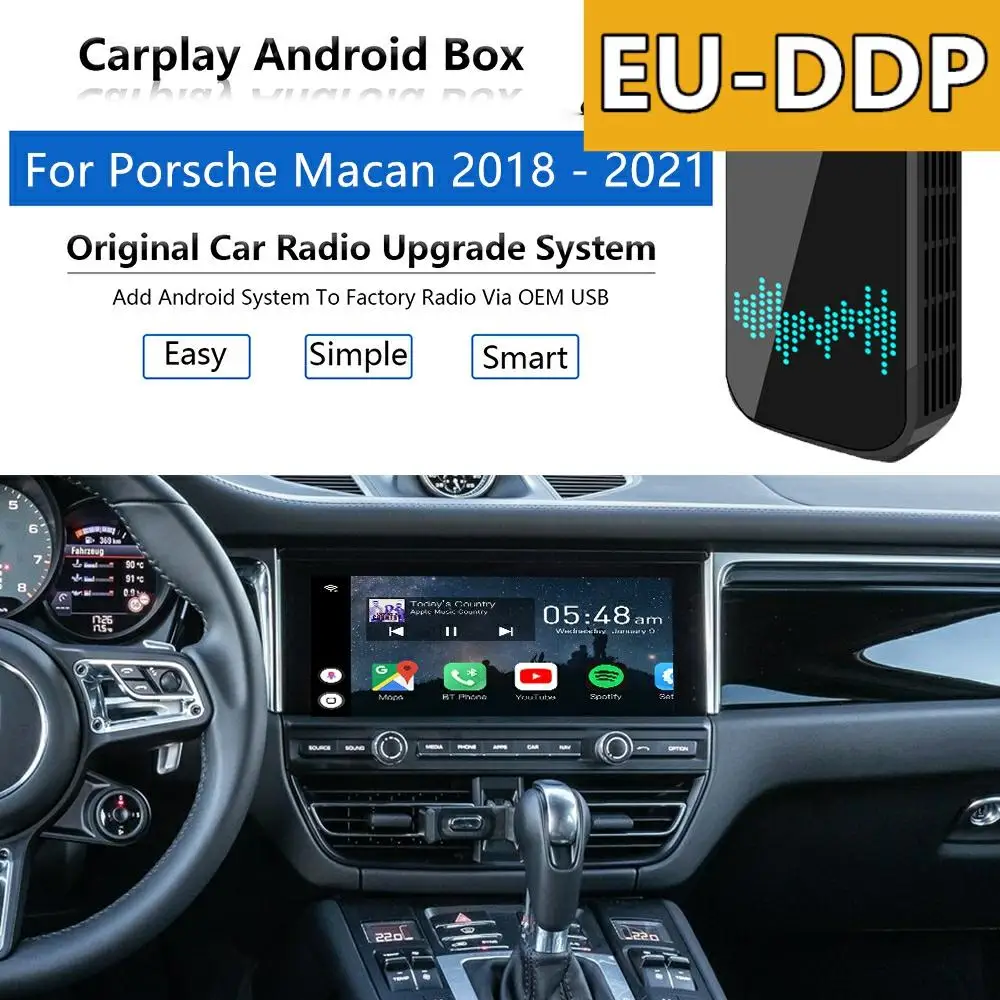 USB Carplay Radio upgrade Android For Porsche Macan 2018 - 2021 Apple Wireless Car Multimedia Player Wifi Mirror Link Auto Audio