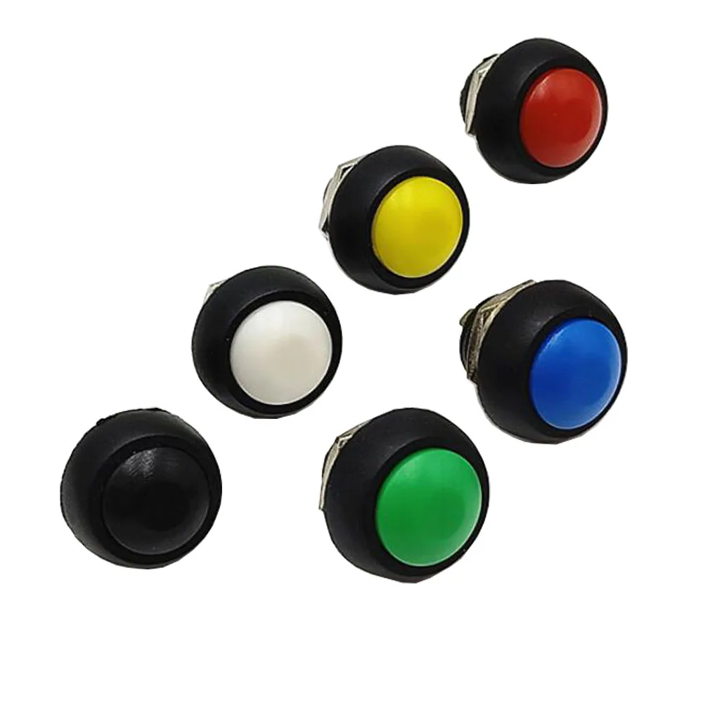 10 PCS PBS-33B ON-OFF 12mm Waterproof Momentary Self-reset Push button Switch SPDT Red/Green/White/Black/Blue/Yellow