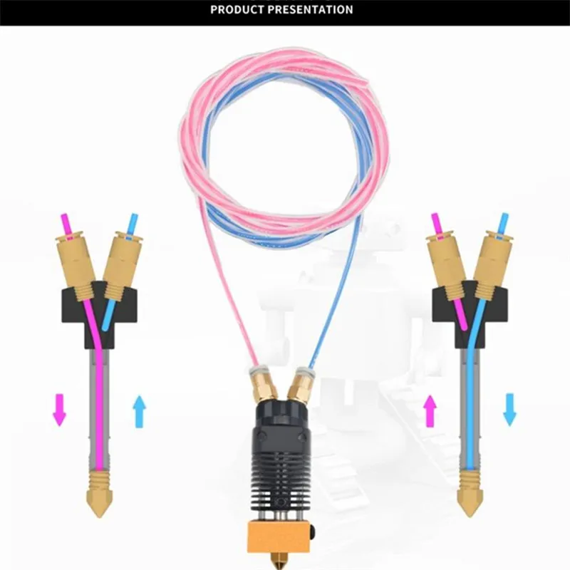 Upgrade 12/24V 2 In 1 Out Extruder Hot End Kit Dual-color 1.75MM For CR-10S PRO Ender-3 CR-X CREALITY 3D Printer