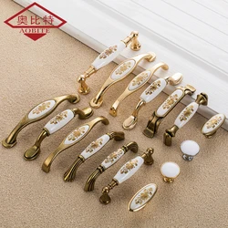 AOBT Antique Ceramic Cabinet Handles Wardrobe Classical Handles Cabinet Drawer Pull Knobs Minimalist Single Hole Hardware 733