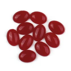 10Pcs Natuursteen 10x1 4/13x1 8/18X25Mm Ovale Plaksteen Rode Jade Cabochon Spacers voor Diy Sieraden Maken Oorbellen Accessoires
