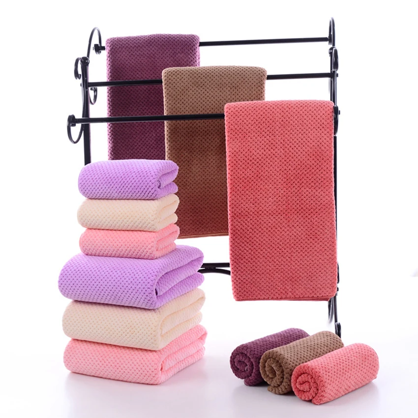 

Solid Color 2PCS/SET Thick Soft Strong Water Absorption Face Bath Shower Towel Set for Adults Kids Four Seasons Badetuch Toalla