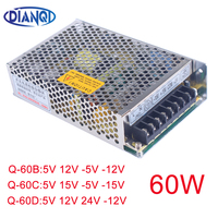 DIANQI quad output Switching power supply  60W  5V 12V -5V -12V 24V power suply Q-60 ac dc converter