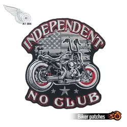 Toppe per motociclisti indipendenti No Club Toppe ricamate per cavaliere gratuito per vestiti Distintivo rock e punk Emblema giacca gilet moto