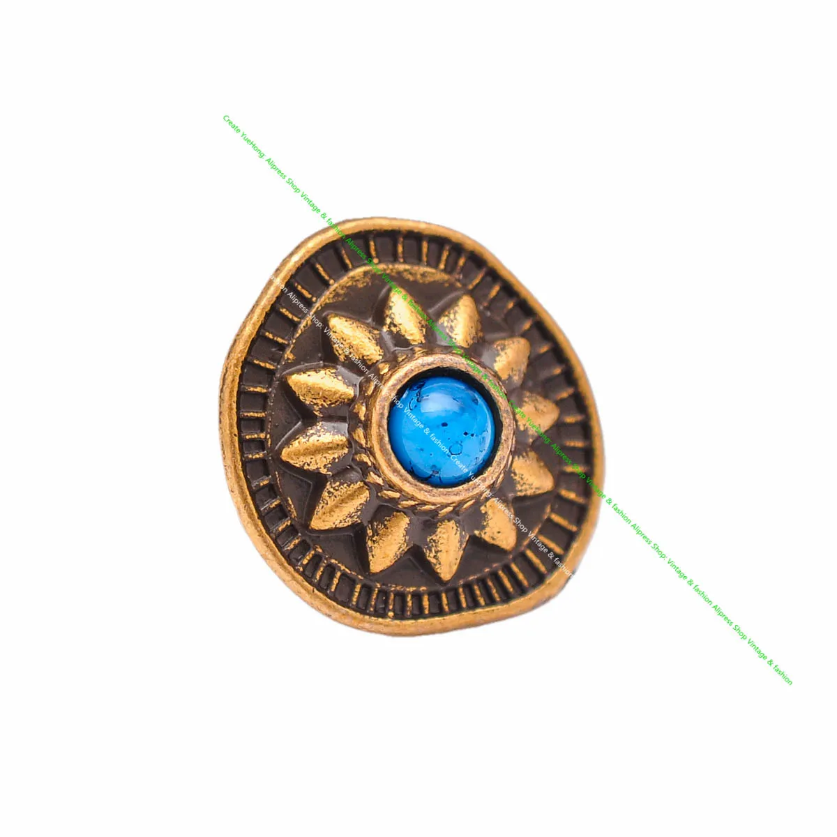10pcs 19*18mm Vintage Messing Sonnenblume schwarz türkis Conchos Zubehör für DIY Leder Handwerk Gürtel Ledertasche Schlüssel bund Dekor – Detail 22