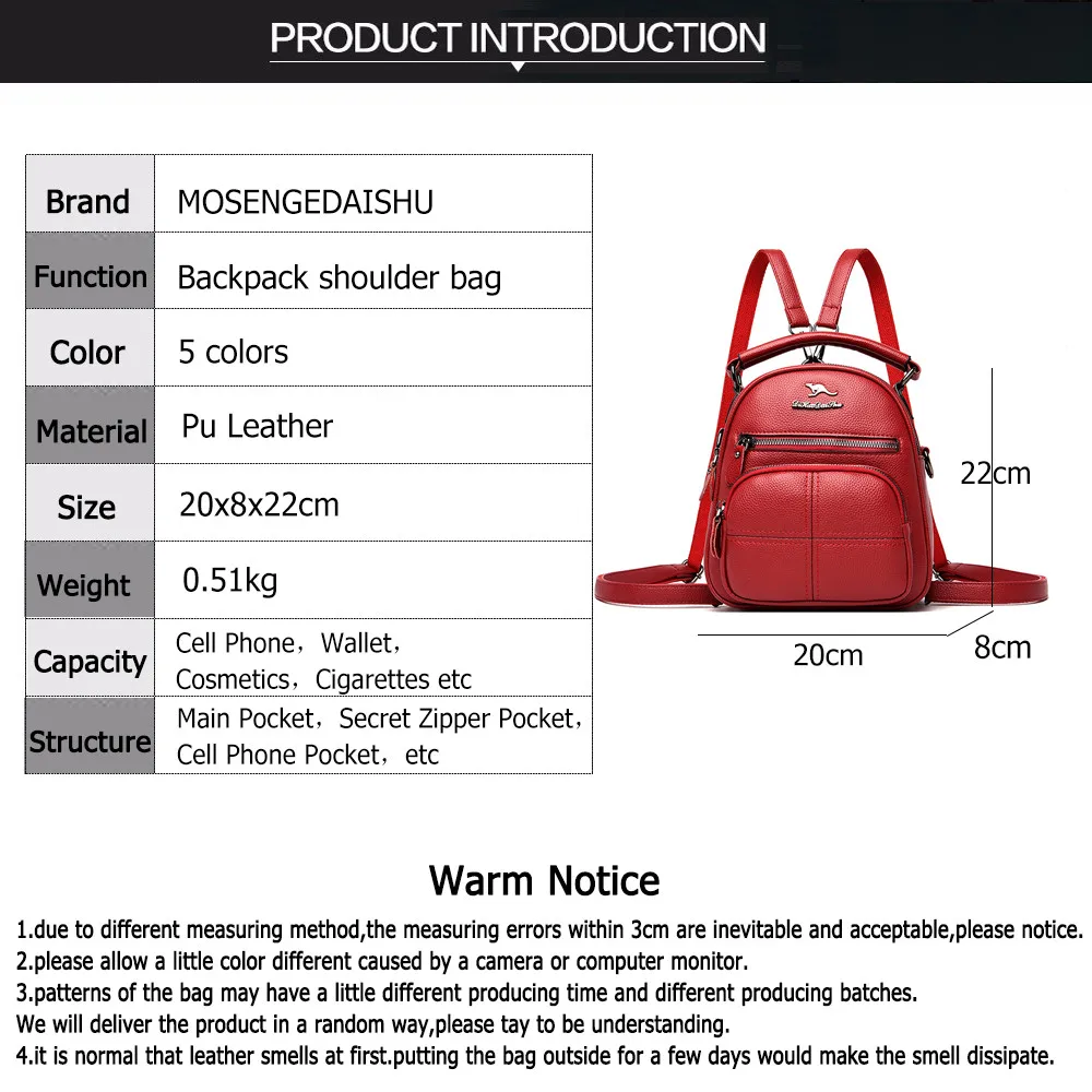 Multifunction Women Backpack Famous Brand Mini Bookbag Luxury School Bags for Girls High Quality Leather Crossbody Shoulder Bag