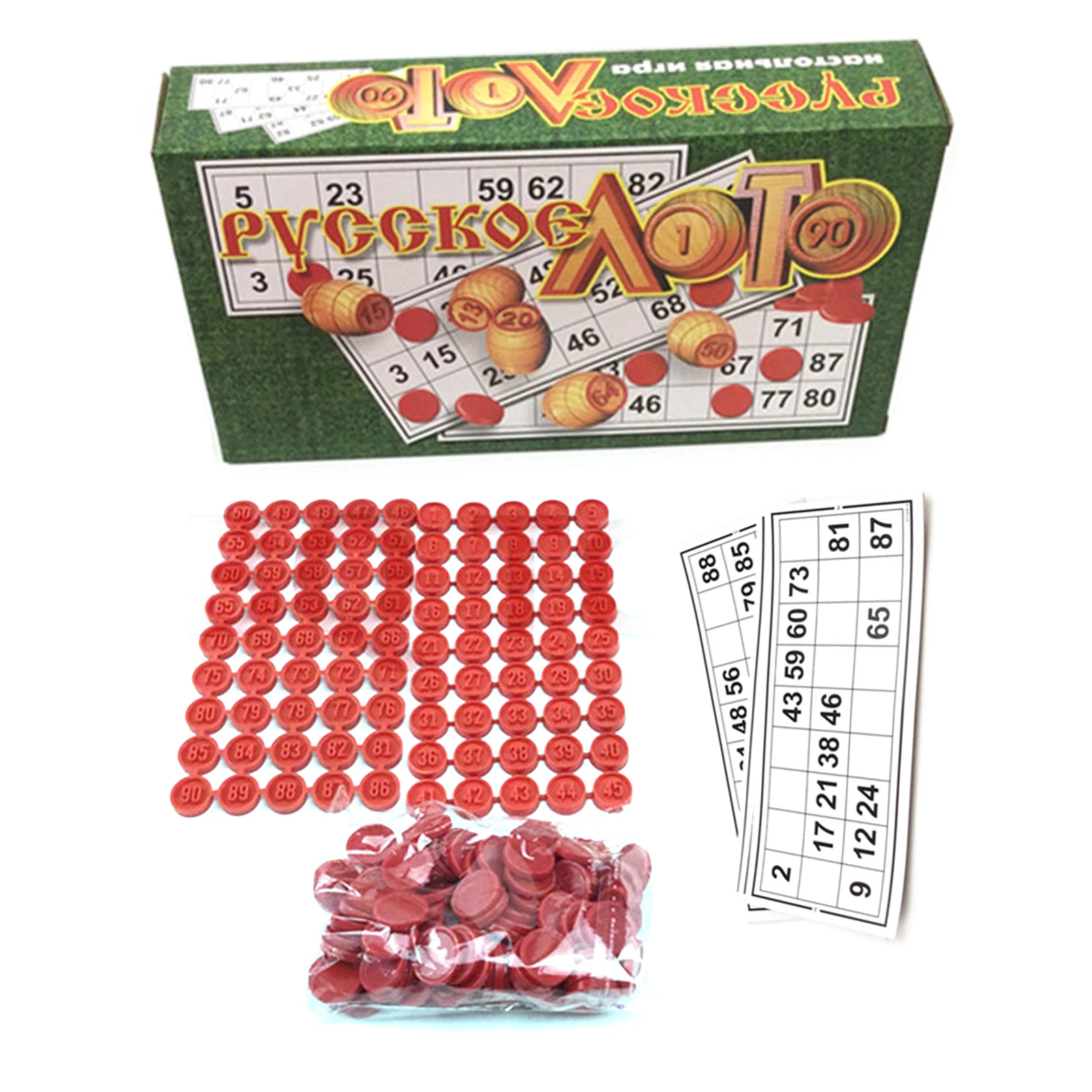 Russian Bingo Game Fun Board Traditional Bingo Lotto Lottery Family Game Set Bingo Toys Counters Party Bingo Lucky Balls Game