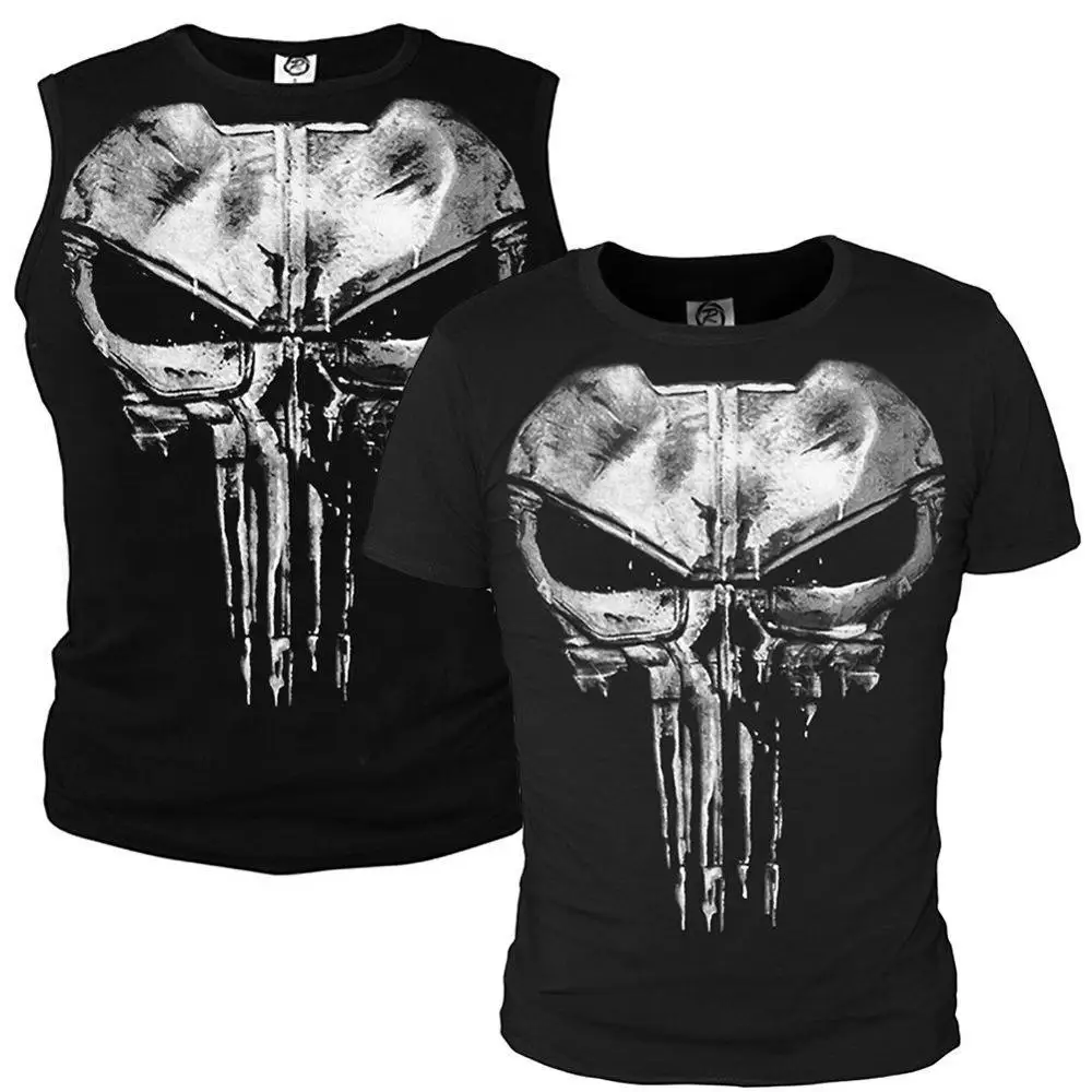 Punisher Streetwear Tshirt Men Hip Hop Funny Compression Shirts Mens T Shirts Fashion Boyfriend Gift Cotton Print Casual T-shirt