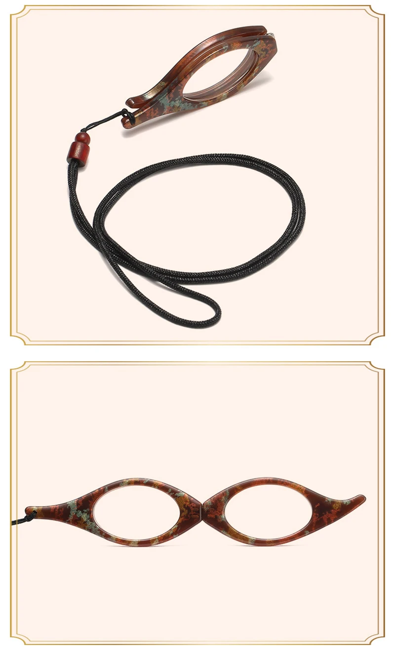Faltbare Anhänger Lesebrille Lupe Tragbare Verhindern Verlust Runde/Katzen Augen Halskette Prebyopie Brille Senden Mit Kette – Detail 19