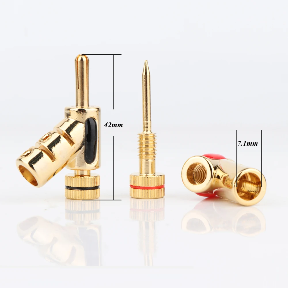 4pcs/8PCS Hifi Audio Gold Plated Lock Speaker Cable 45degree Screw Locked Plug Hi-end Self Locking Banana Connector Plug