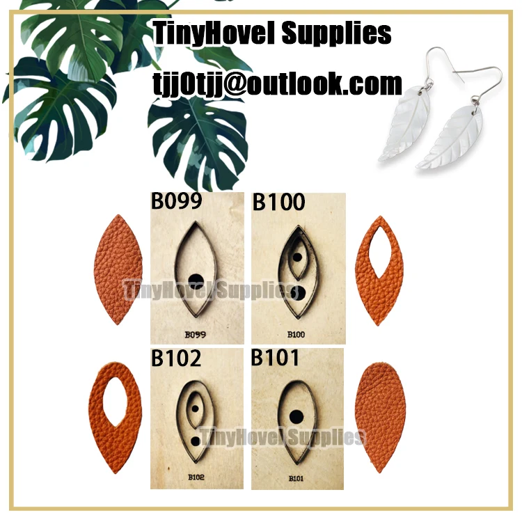 The Teardrop Earrings Cutting Dies Wooden Die Cut Scrapbooking for Leather, Suit for Common Leather Cutting, Big Shot Machine