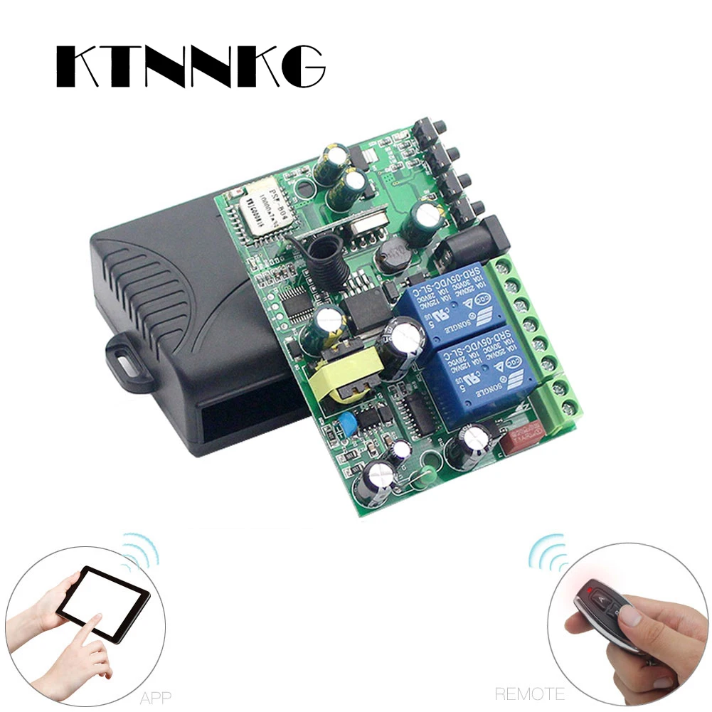 KTNNKG AC 90-250V DC12-24V RF WiFi Smart Switch 433Mhz Remote Controller Smart Home Automation Modules Diy Timer