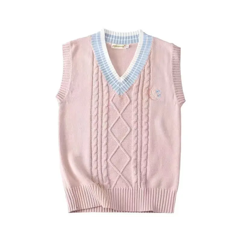 Spring Autumn Men\'s Women\'s Sleeveless Stripes Knit Vests Pullovers V Neck Sweaters For JK School Uniform Student Clothes