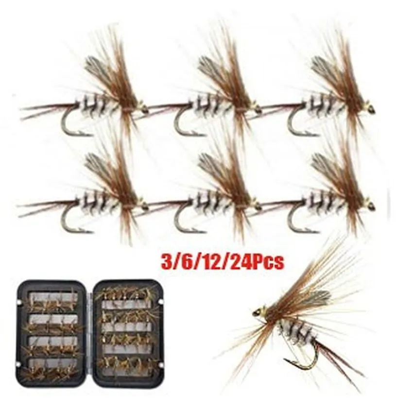 12/24Pcs Moskito Fly Fishing Flies Set Insekt Köder für Forelle Dry Fly Lure Kit Fly Angeln #12 – Detail 7