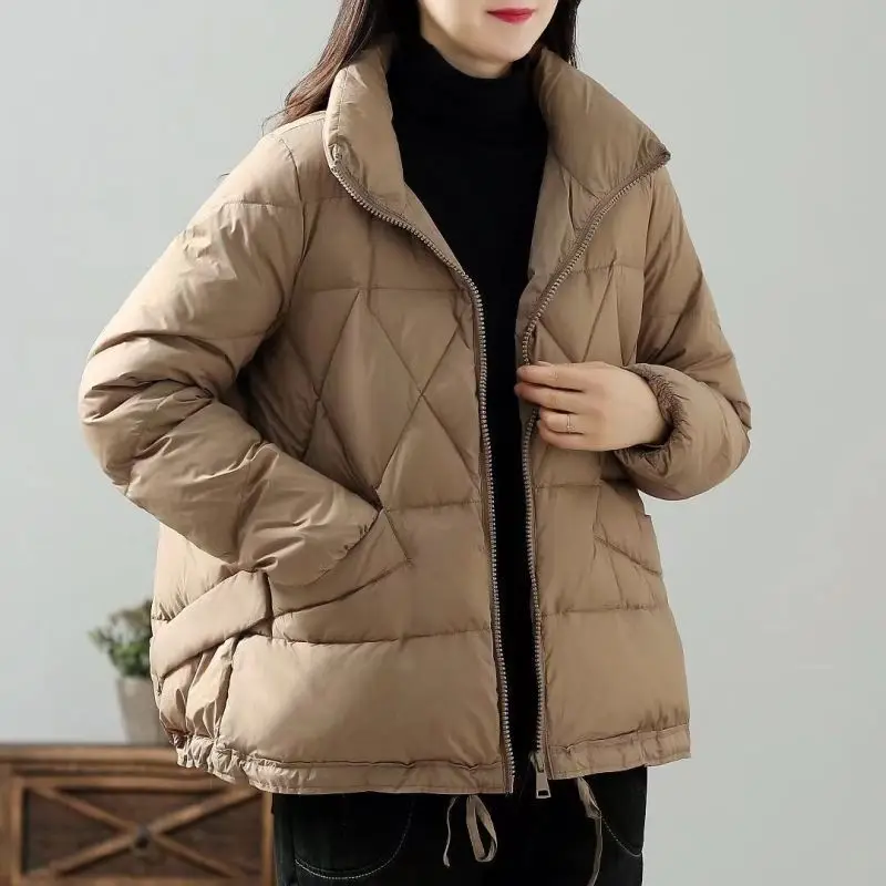 

2021 New Korean Winter Warm Down Jacket Women Casual Loose Thick White Duck Down Harajuku Jacket Streetwear Women Coat Ku228